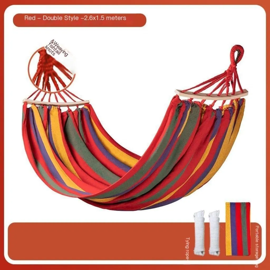 Hammocks Hammock Outdoor Swing Adult Thickened Canvas Camping Leisure Single and Double Dormitory Hanging Chair Camping Hammocks(Red,261 * 80cm)