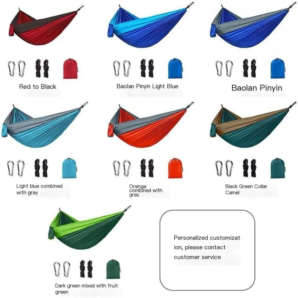 Hammocks High Load-Bearing Anti-Rollover Nylon Hammock Outdoor Ultra-Light Single and Double Parachute Cloth Hammock Camping Hammocks(F)