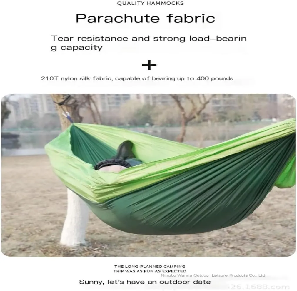 Hammocks High Load-Bearing Anti-Rollover Nylon Hammock Outdoor Ultra-Light Single and Double Parachute Cloth Hammock Camping Hammocks(F)