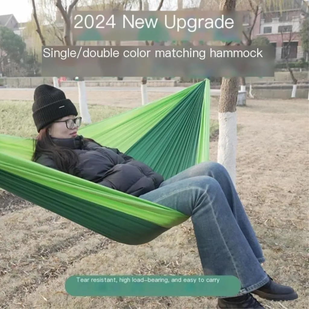 Hammocks High Load-Bearing Anti-Rollover Nylon Hammock Outdoor Ultra-Light Single and Double Parachute Cloth Hammock Camping Hammocks(F)