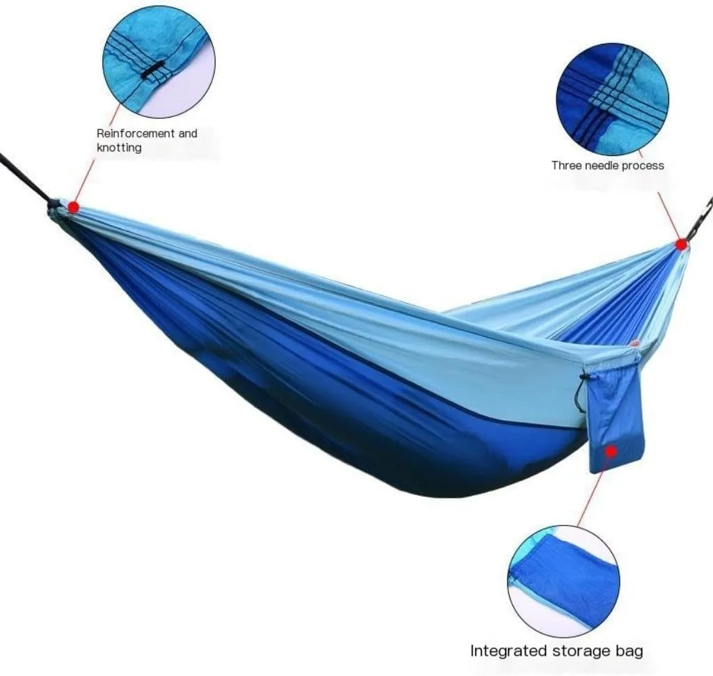 Hammocks High Load-Bearing Anti-Rollover Nylon Hammock Outdoor Ultra-Light Single and Double Parachute Cloth Hammock Camping Hammocks(F)