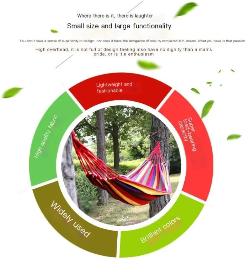 Hammocks Lazy Outdoor Rainbow Canvas Hammock Single Double Swing Anti-Rollover Hammock Outdoor Camping Hammock Camping Hammocks(Red)