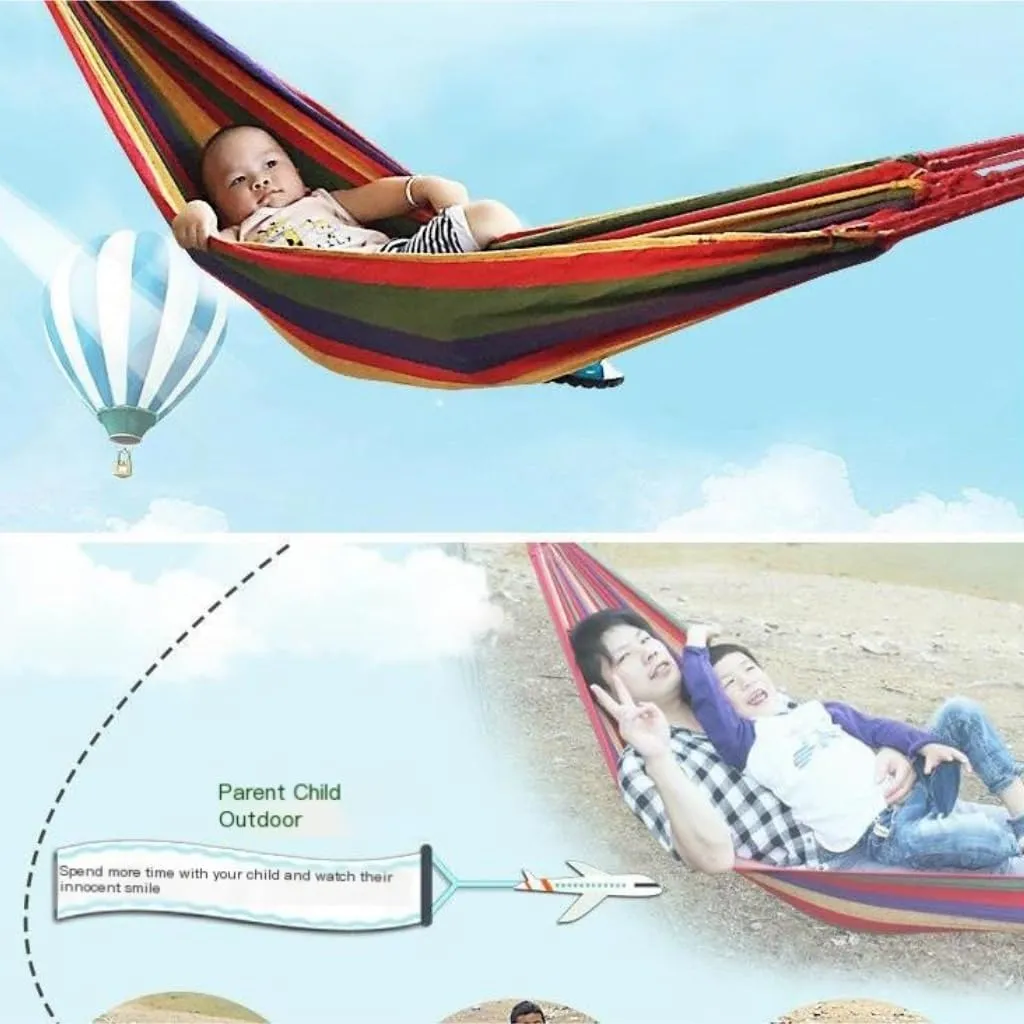 Hammocks Lazy Outdoor Rainbow Canvas Hammock Single Double Swing Anti-Rollover Hammock Outdoor Camping Hammock Camping Hammocks(Red)