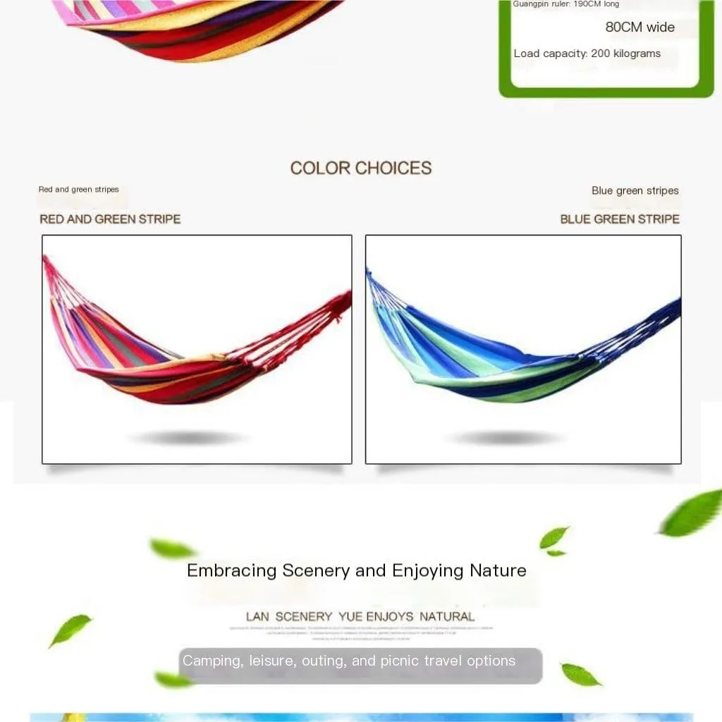Hammocks Lazy Outdoor Rainbow Canvas Hammock Single Double Swing Anti-Rollover Hammock Outdoor Camping Hammock Camping Hammocks(Red)