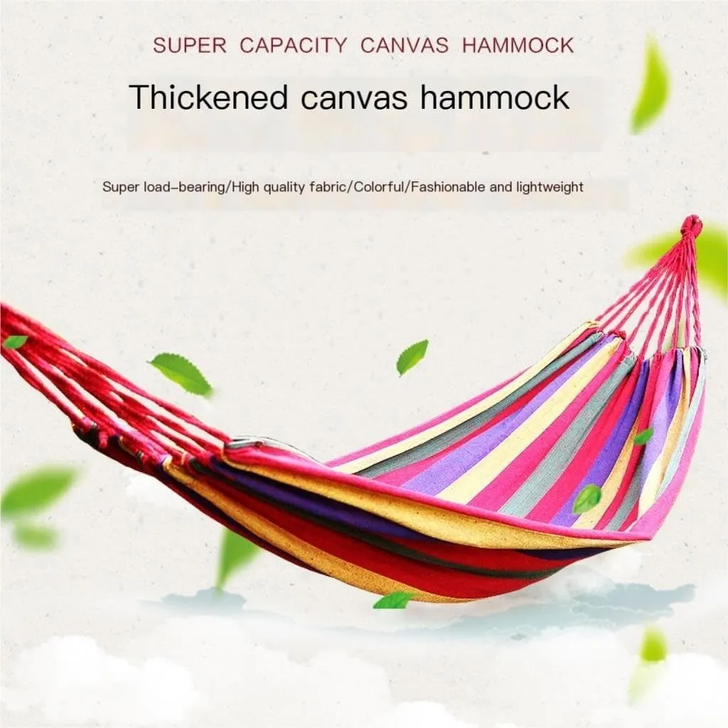 Hammocks Lazy Outdoor Rainbow Canvas Hammock Single Double Swing Anti-Rollover Hammock Outdoor Camping Hammock Camping Hammocks(Red)