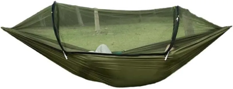 Hammocks Outdoor Anti-Mosquito Hammock Automatic Quick Opening with Mosquito Net Parachute Cloth Single Double Camping Hammocks(E)
