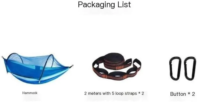 Hammocks Outdoor Anti-Mosquito Hammock Automatic Quick Opening with Mosquito Net Parachute Cloth Single Double Portable Camping Hammocks(Orange)