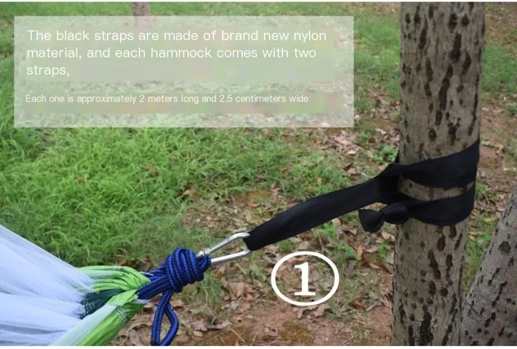 Hammocks Outdoor Camping Outdoor Mosquito Net Hammock Double 210T Nylon Anti-Mosquito Parachute Cloth Air Camping Tent Camping Hammocks(Green)