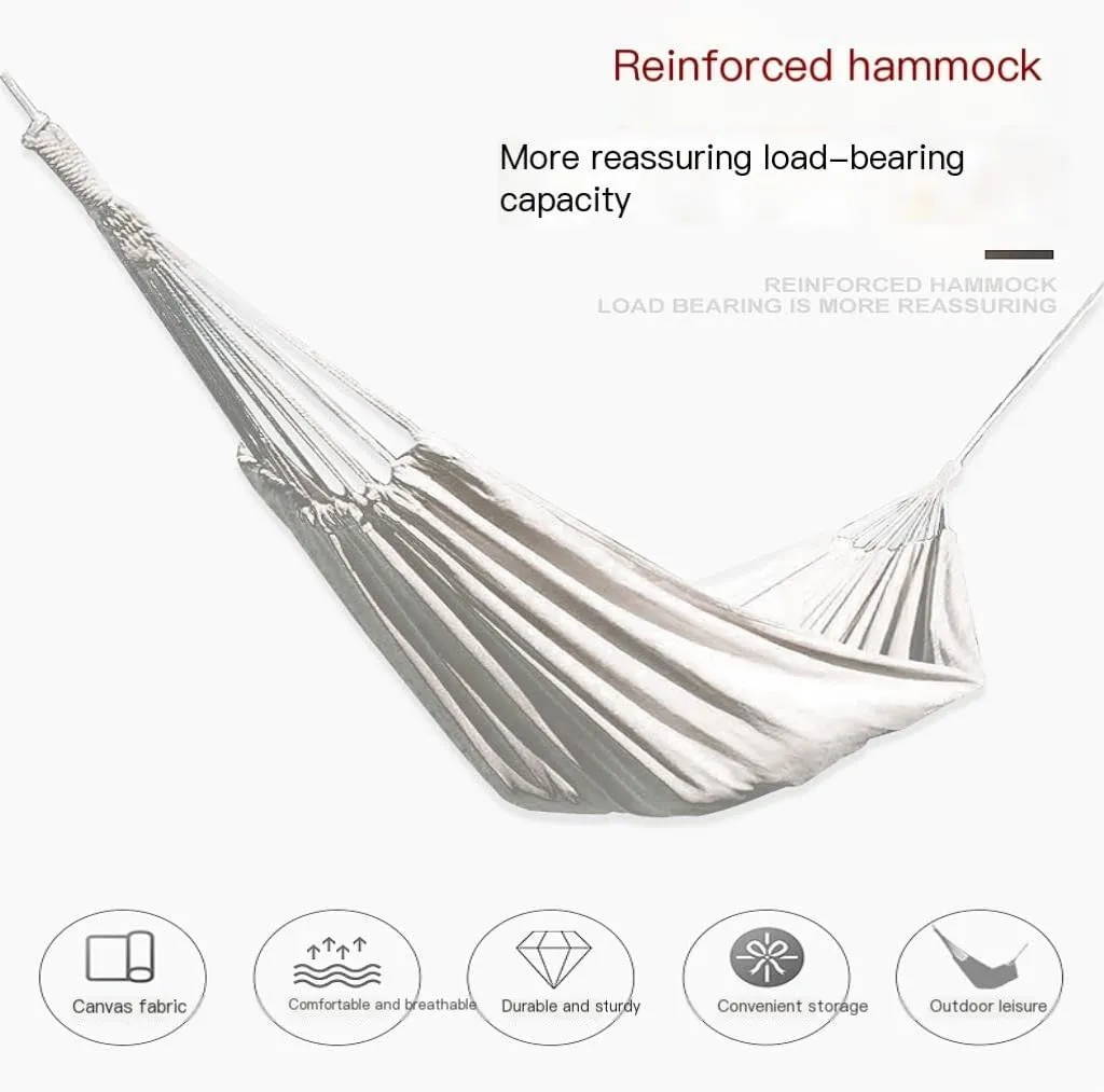 Hammocks Outdoor Camping White Canvas Outdoor Hammock Solid Color 2 Meter Single and Double Hammock Outdoor Hammock Camping Hammocks(200 * 150cm)