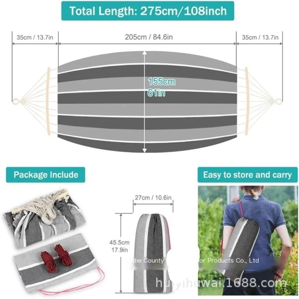 Hammocks Outdoor Canvas Hammock Camping Anti-Rollover Swing Thickened Spot Single Double Duckbill Buckle Hammock Camping Hammocks(B)