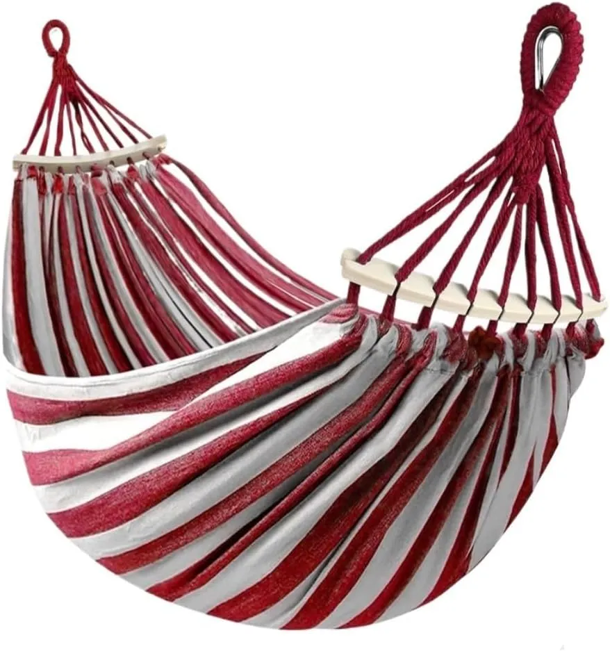 Hammocks Outdoor Canvas Hammock Camping Anti-Rollover Swing Thickened Spot Single Double Duckbill Buckle Hammock Camping Hammocks(B)