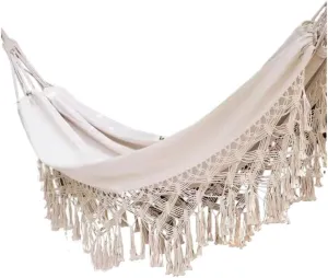 Hammocks Outdoor Hammock Sheet Double Camping Hammock Swing Spring Outing Camping Anti-Rollover Canvas Hanging Basket Camping Hammocks(Beige)