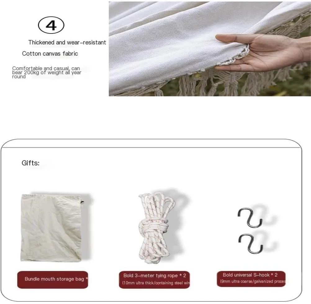 Hammocks Outdoor Hammock Sheet Double Camping Hammock Swing Spring Outing Camping Anti-Rollover Canvas Hanging Basket Camping Hammocks(Beige)
