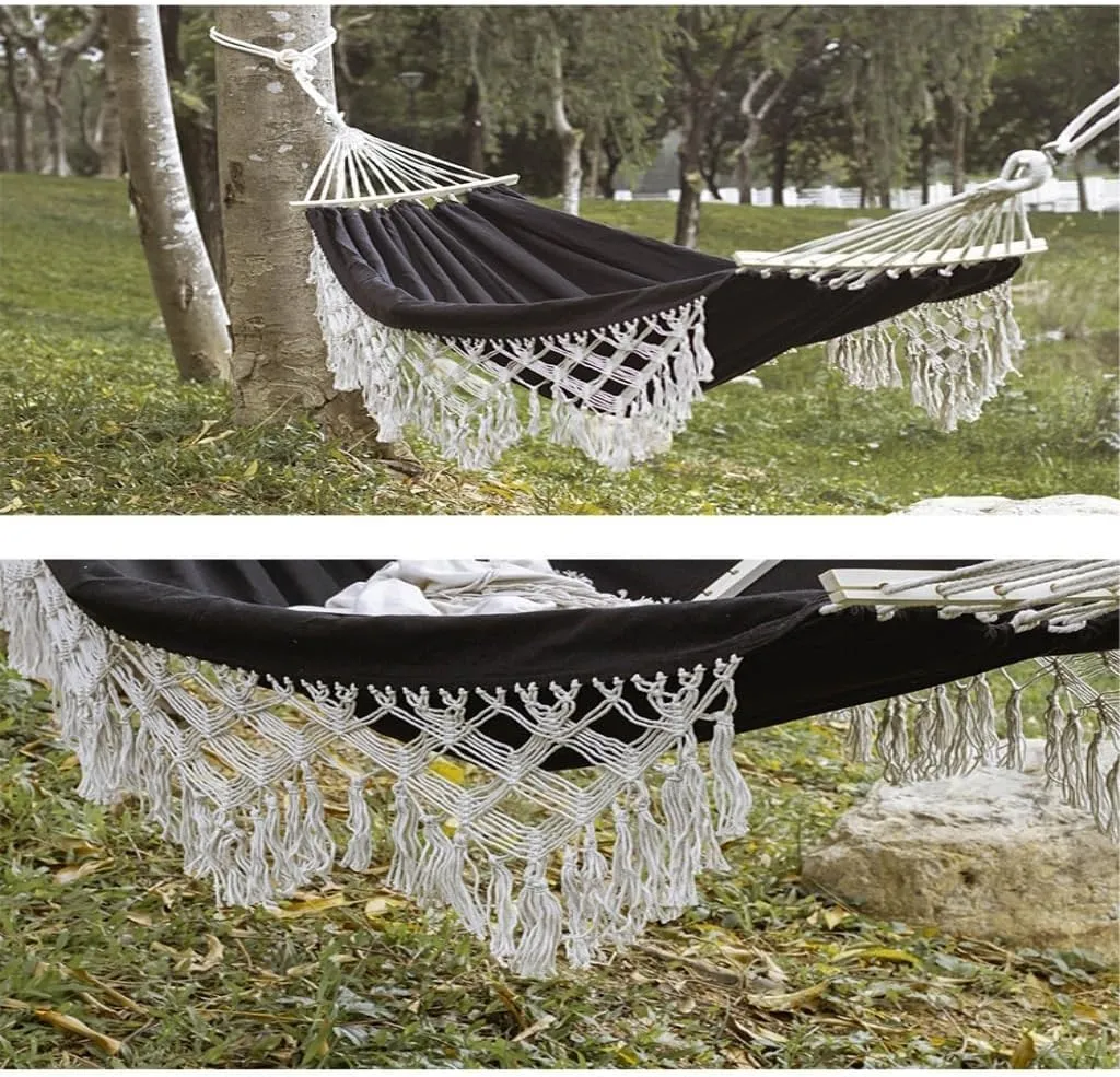 Hammocks Outdoor Hammock Sheet Double Camping Hammock Swing Spring Outing Camping Anti-Rollover Canvas Hanging Basket Camping Hammocks(Beige)