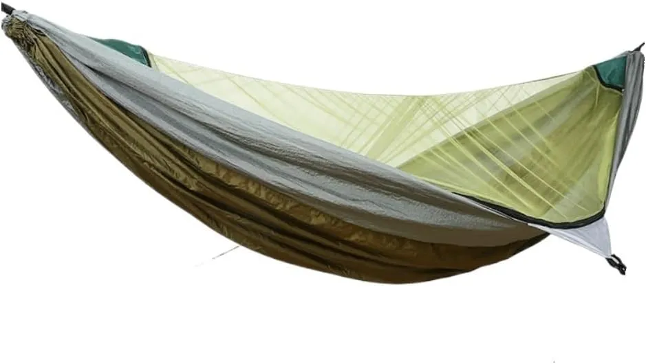 Hammocks Outdoor Mosquito Net Automatic Quick-Open Anti-Mosquito Hammock Outdoor Single Double Parachute Hammock Camping Hammocks(Gray)