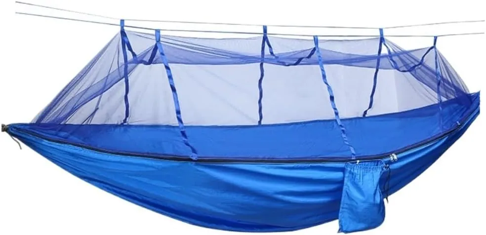 Hammocks Outdoor Parachute Wholesale Hammock with Mosquito Net Anti-Mosquito Nylon Single Double Camping Hammock Camping Hammocks(Blue,Small)