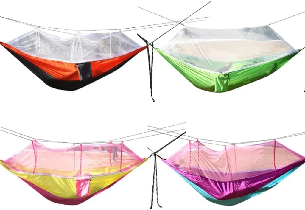 Hammocks Outdoor Supplies Parachute Hammock with Mosquito Net Anti-Mosquito Nylon Single and Double Camping Hammock Camping Hammocks(Green)