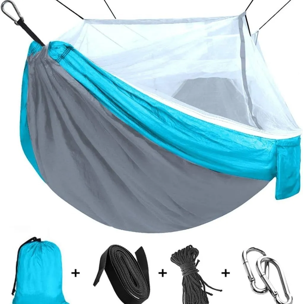 Hammocks Outdoor Supplies Parachute Hammock with Mosquito Net Anti-Mosquito Nylon Single and Double Camping Hammock Camping Hammocks(Green)