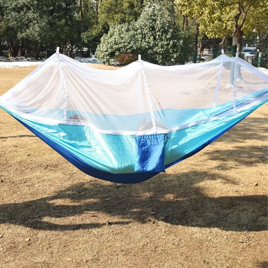 Hammocks Outdoor Supplies Parachute Hammock with Mosquito Net Anti-Mosquito Nylon Single and Double Camping Hammock Camping Hammocks(Green)