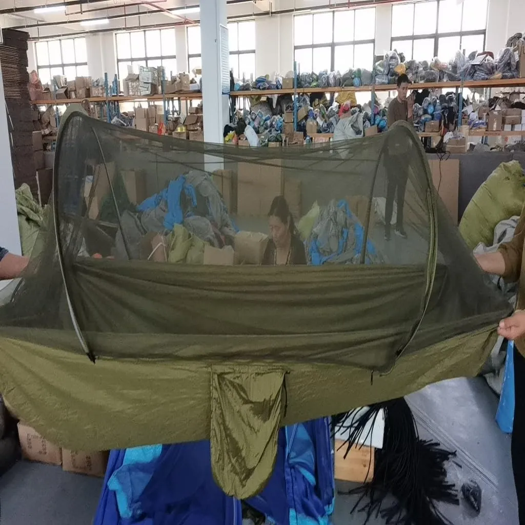 Hammocks Outdoor Supplies Parachute Hammock with Mosquito Net Anti-Mosquito Nylon Single and Double Camping Hammock Camping Hammocks(Green)