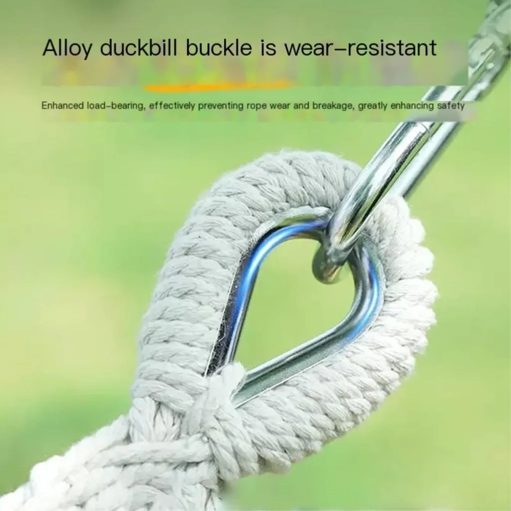 Hammocks Thickened Canvas Hammock Outdoor Anti-Rollover Single Double Swing Hand-Woven Canvas Hammock with Curved Stick Camping Hammocks(Beige,Aa)