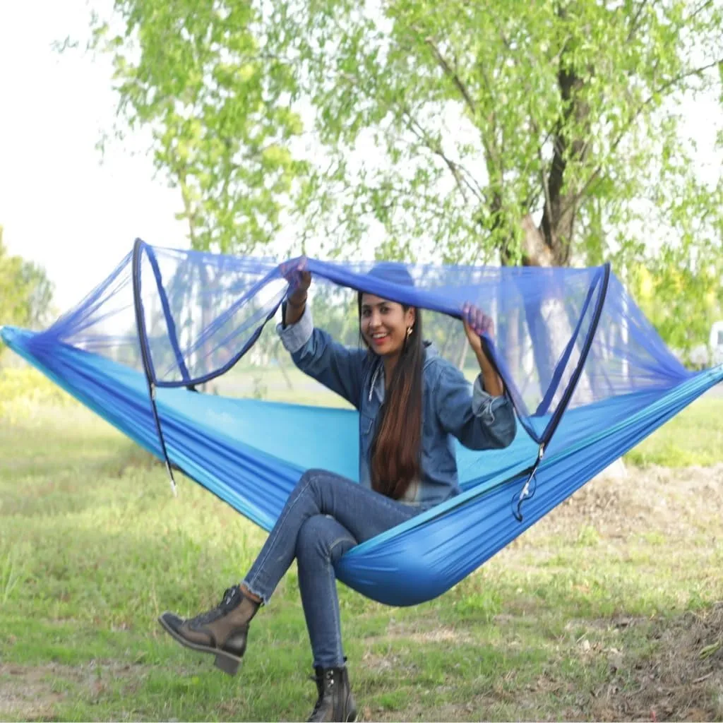 Hamock Automatic Mosquito Net, Anti-Rollover Hammock, Parachute, Bunis Spinning Camping Leisure Double Hanging Chair Hanmock(Green)