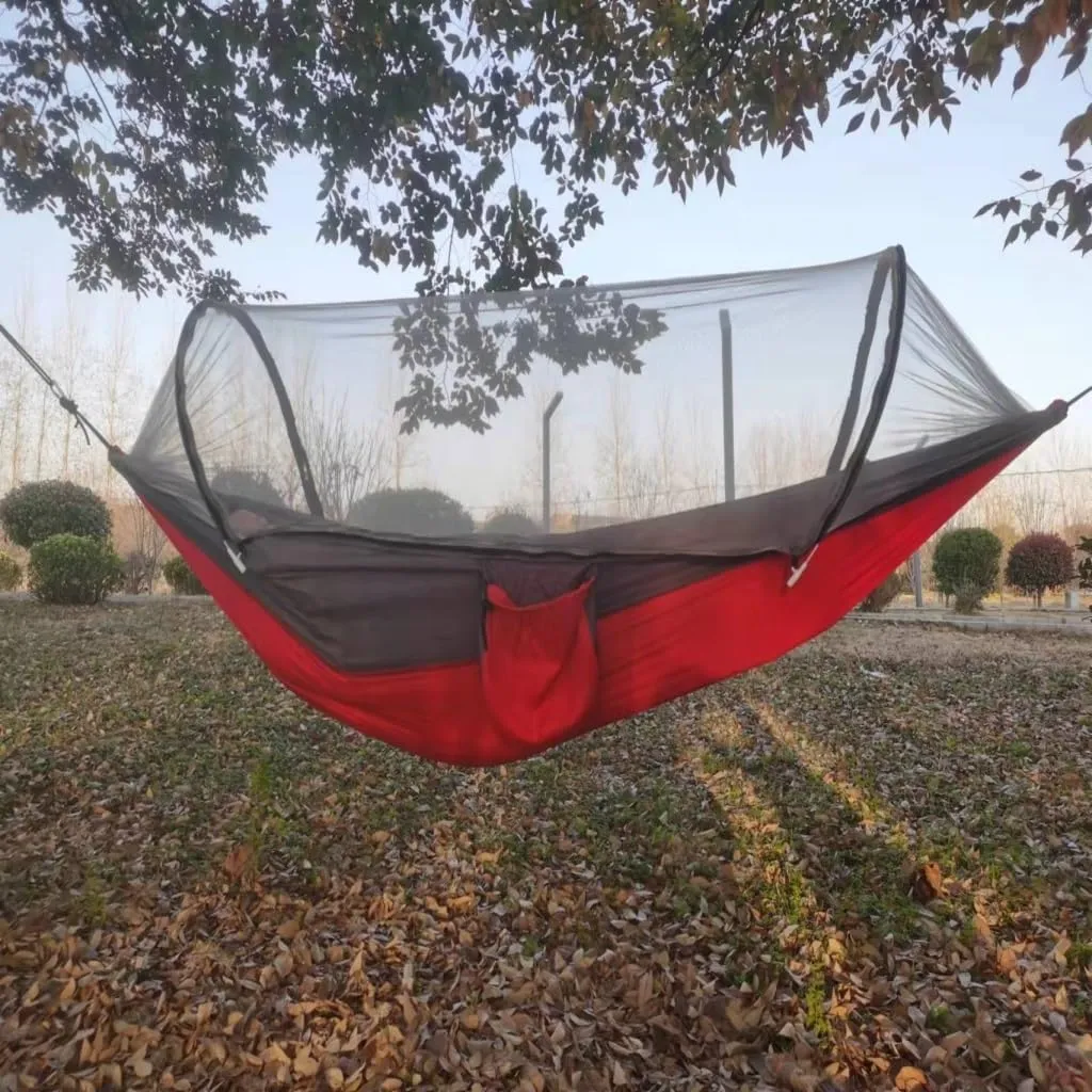 Hamock Automatic Mosquito Net, Anti-Rollover Hammock, Parachute, Bunis Spinning Camping Leisure Double Hanging Chair Hanmock(Orange)