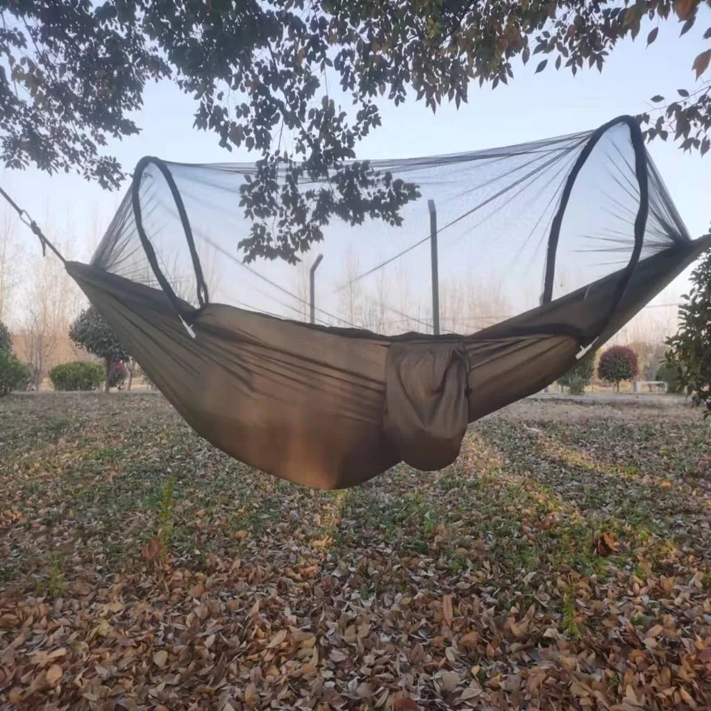Hamock Automatic Mosquito Net, Anti-Rollover Hammock, Parachute, Bunis Spinning Camping Leisure Double Hanging Chair Hanmock(Orange)