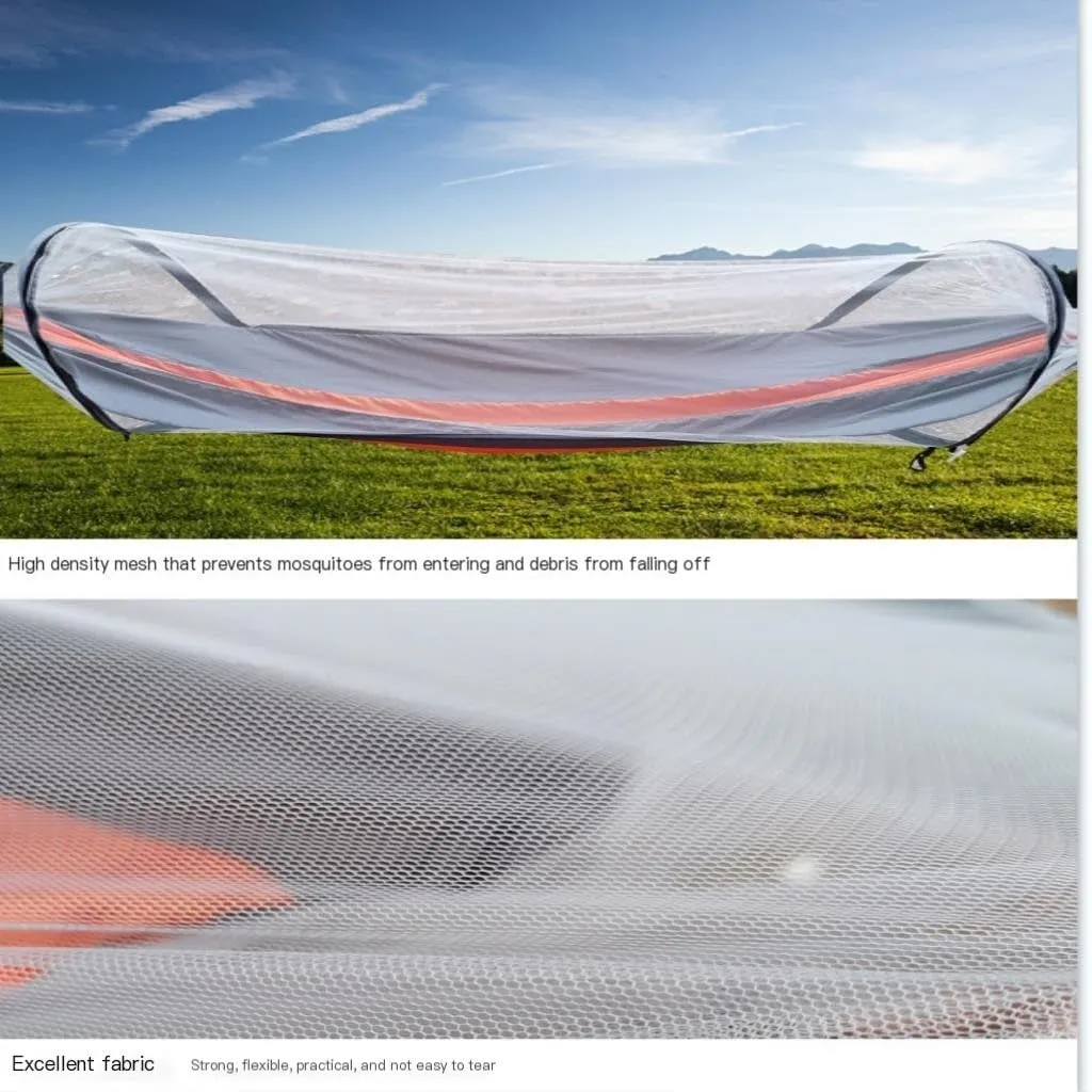 Hamock Automatic Mosquito Net, Anti-Rollover Hammock, Parachute, Bunis Spinning Camping Leisure Double Hanging Chair Hanmock(Orange)