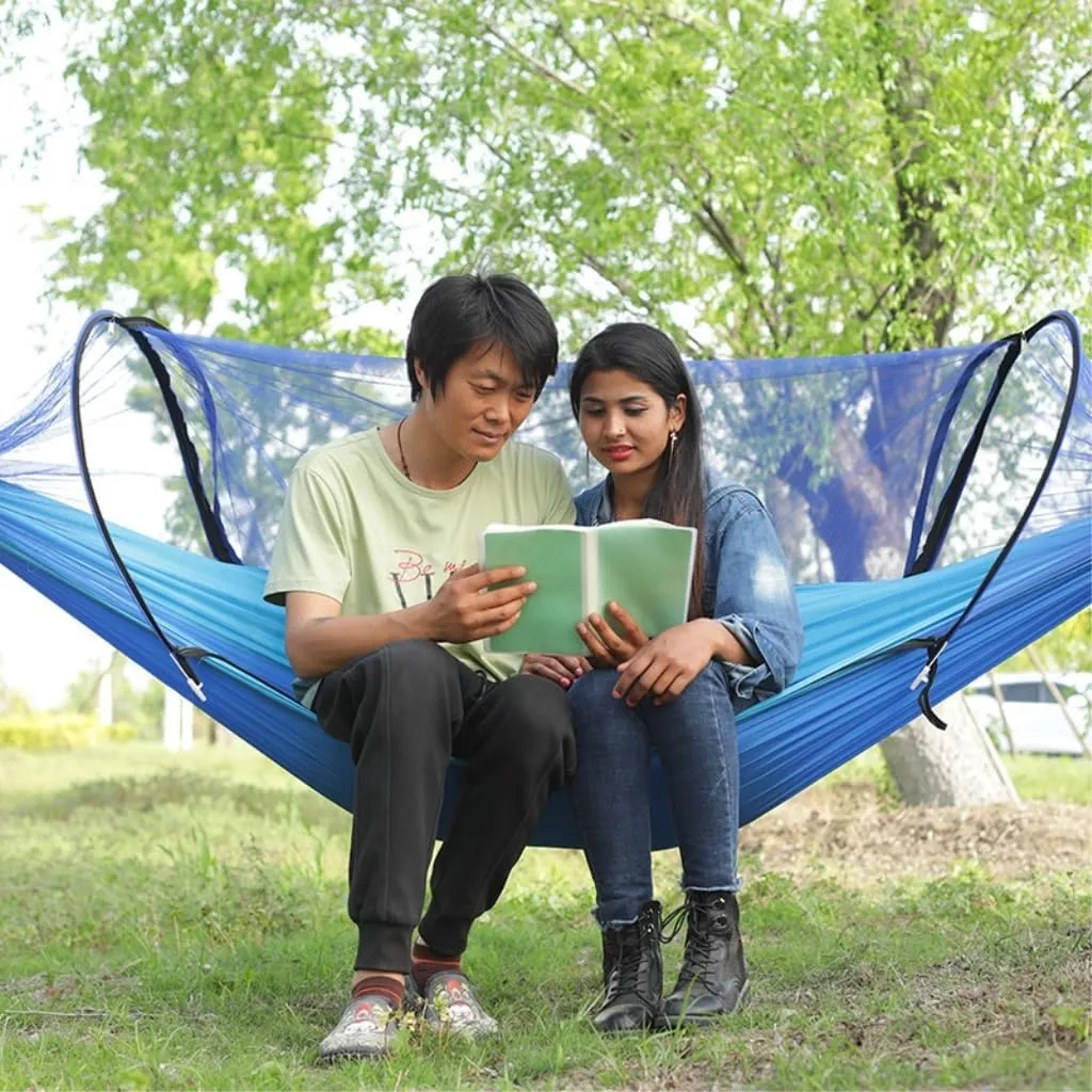 Hamock Automatic Mosquito Net, Anti-Rollover Hammock, Parachute, Bunis Spinning Camping Leisure Double Hanging Chair Hanmock(Orange)