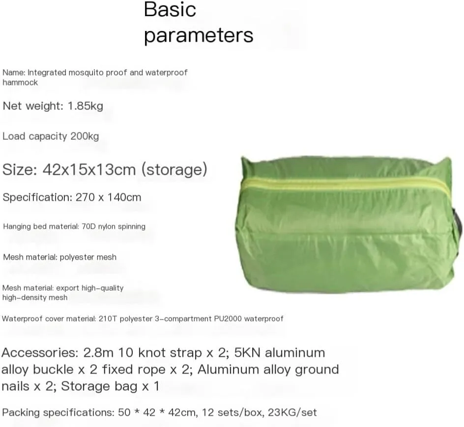 Hamock Hammock Outdoor Camping Anti-Mosquito Hanging Sheet Double Summer Widening Parachute Single Anti-Rollover Hanmock(G)