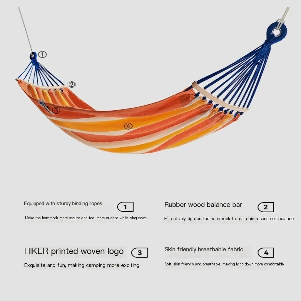 Hamock Hammock Outdoor Camping Single and Double Hammock Canvas Anti-Rollover Swing Adult Dormitory Hanging Chair Hanmock(Orange)