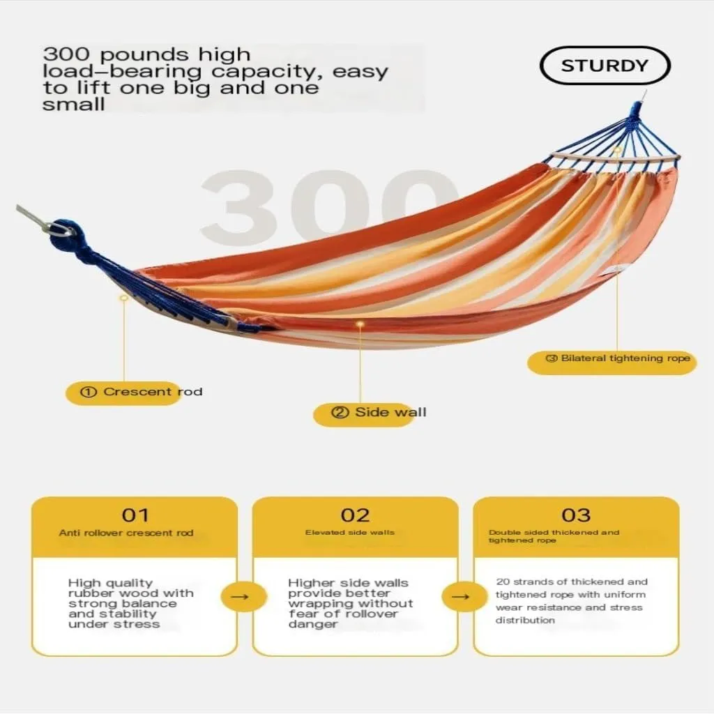 Hamock Hammock Outdoor Camping Single and Double Hammock Canvas Anti-Rollover Swing Adult Dormitory Hanging Chair Hanmock(Orange)