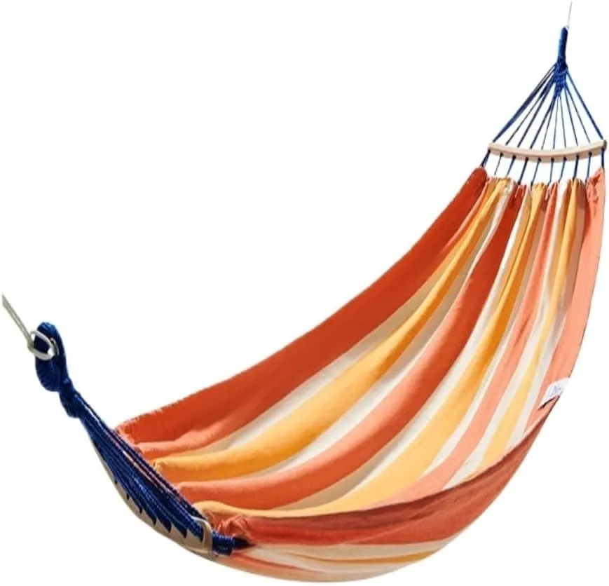 Hamock Hammock Outdoor Camping Single and Double Hammock Canvas Anti-Rollover Swing Adult Dormitory Hanging Chair Hanmock(Orange)