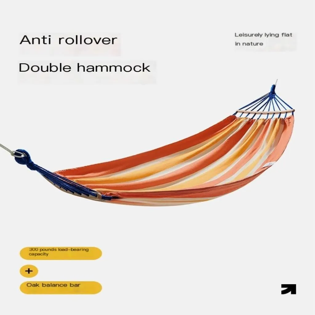 Hamock Hammock Outdoor Camping Single and Double Hammock Canvas Anti-Rollover Swing Adult Dormitory Hanging Chair Hanmock(Orange)
