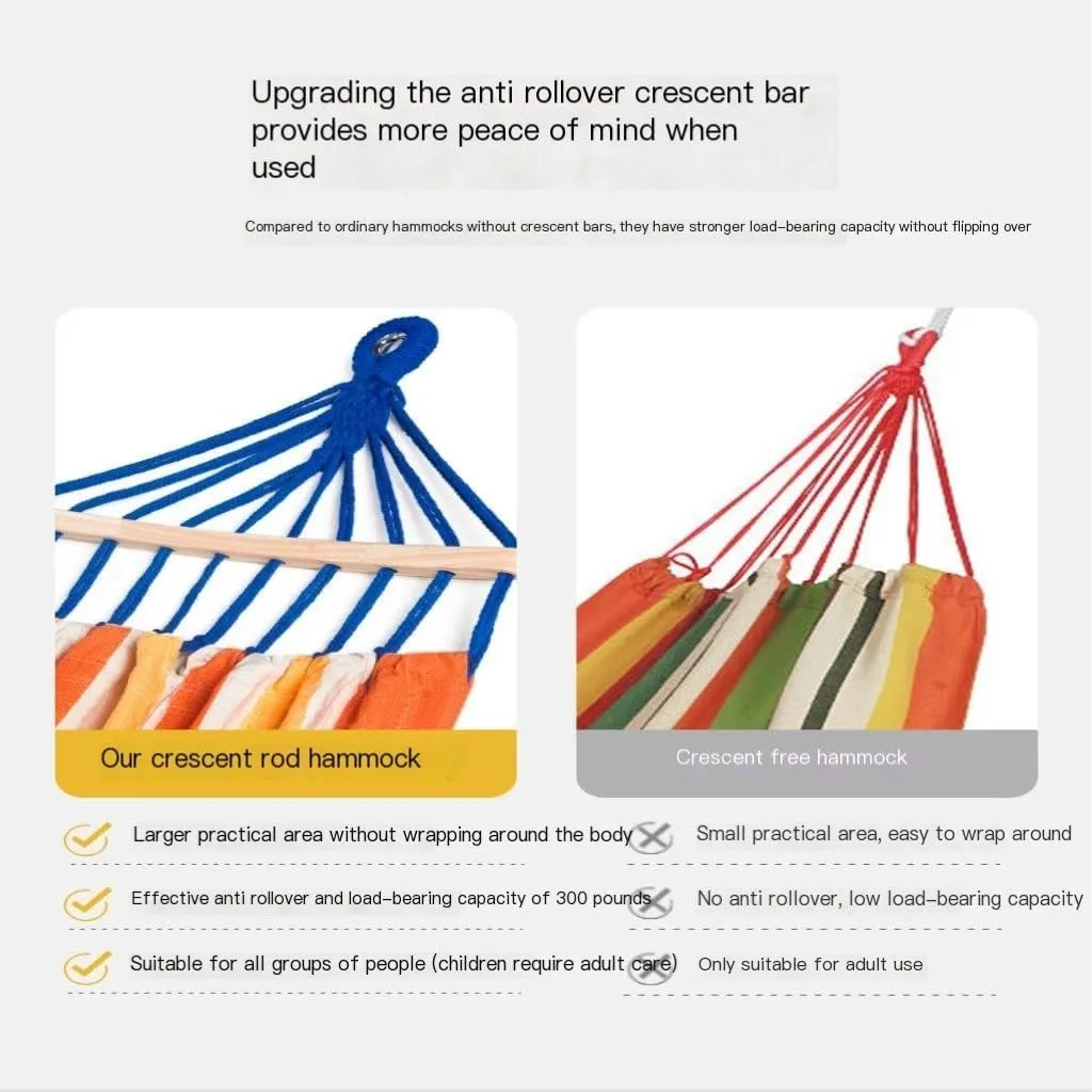 Hamock Hammock Outdoor Camping Single and Double Hammock Canvas Anti-Rollover Swing Adult Dormitory Hanging Chair Hanmock(Orange)
