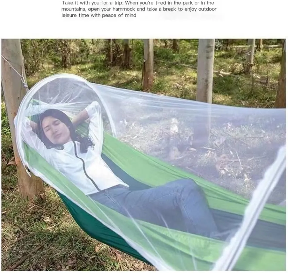 Hamock Hammock Outdoor Sleeping Double Anti-Rollover with Mosquito Net Courtyard Camping Thickened Indoor Home Swing Hanmock(Blue,B)
