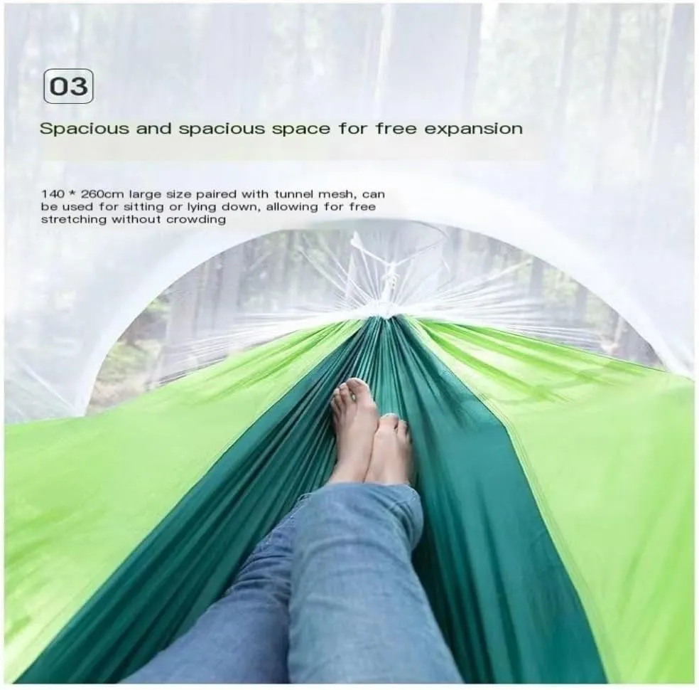 Hamock Hammock Outdoor Sleeping Double Anti-Rollover with Mosquito Net Courtyard Camping Thickened Indoor Home Swing Hanmock(Blue,B)