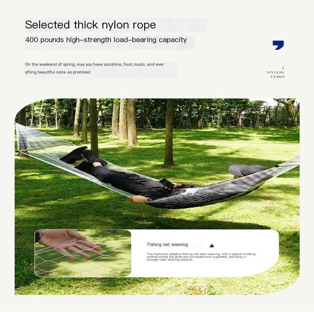 Hamock Home Outdoor Camping Camping Hammock Single Double Anti-Rollover Hammock Net Portable Nylon Swing Adult Hanmock(Small)