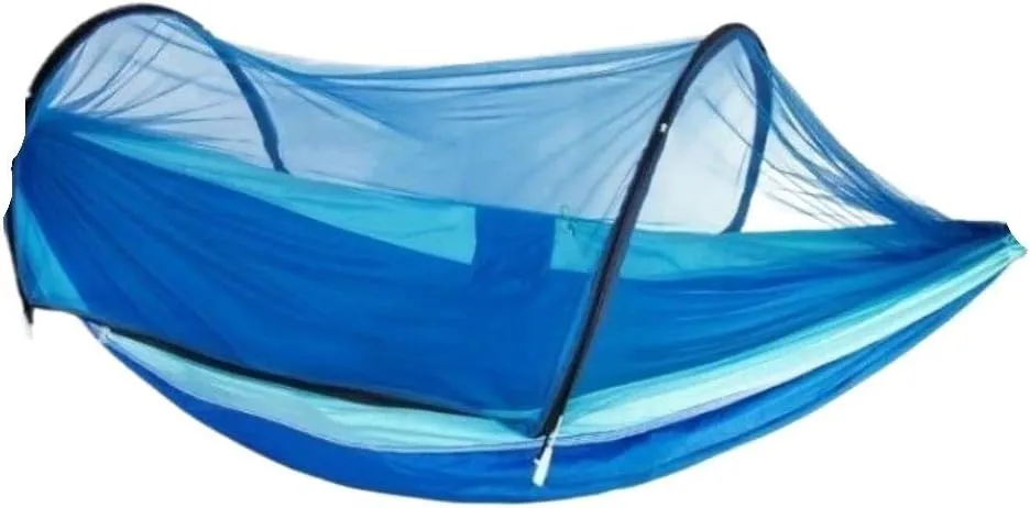 Hamock Outdoor Anti-Mosquito Hammock Automatic Quick Opening with Mosquito Net Parachute Cloth Single Double Hanmock(E)