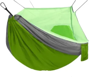 Hamock Outdoor Anti-Mosquito Hammock Automatic Quick Opening with Mosquito Net Parachute Cloth Single Double Hanmock(Green,B)