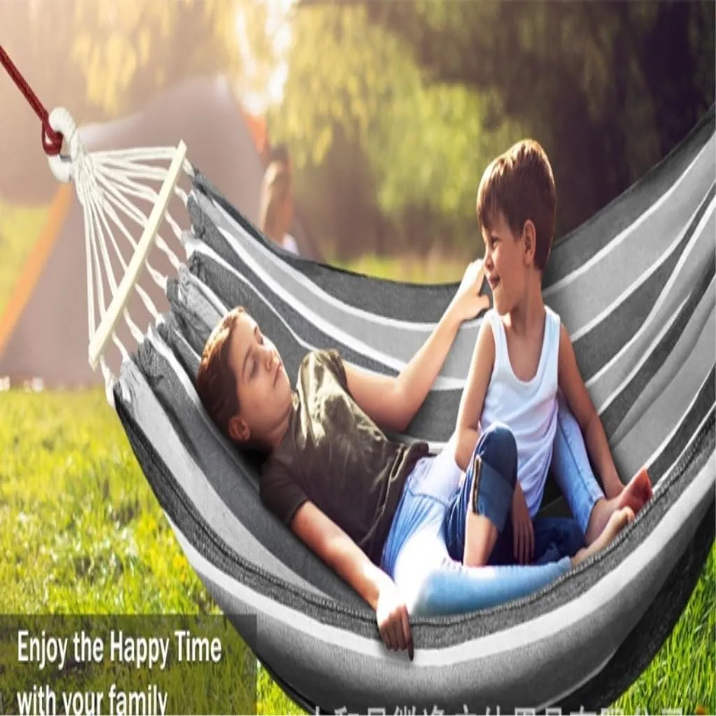 Hamock Outdoor Canvas Hammock Camping Anti-Rollover Swing Thickened Spot Single Double Duckbill Buckle Hammock Hanmock(G)