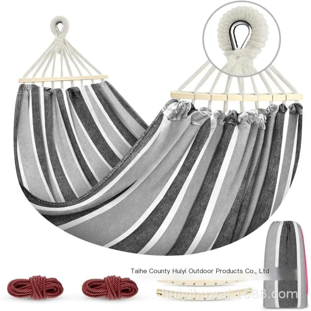 Hamock Outdoor Canvas Hammock Camping Anti-Rollover Swing Thickened Spot Single Double Duckbill Buckle Hammock Hanmock(G)