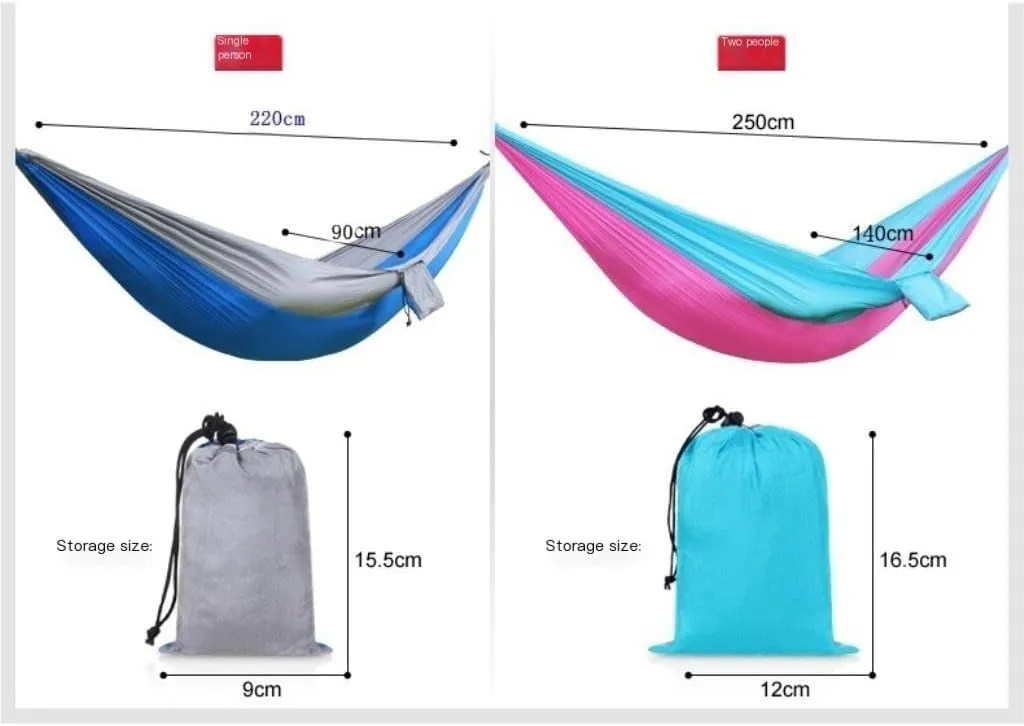 Hamock Outdoor Single Double Parachute Cloth Hammock Outdoor Light Breathable Swing Chair Portable Camping Hammock Hanmock(Green)