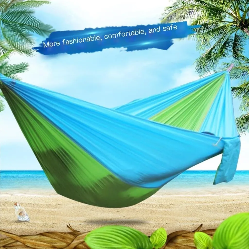 Hamock Outdoor Single Double Parachute Cloth Hammock Outdoor Light Breathable Swing Chair Portable Camping Hammock Hanmock(Green)