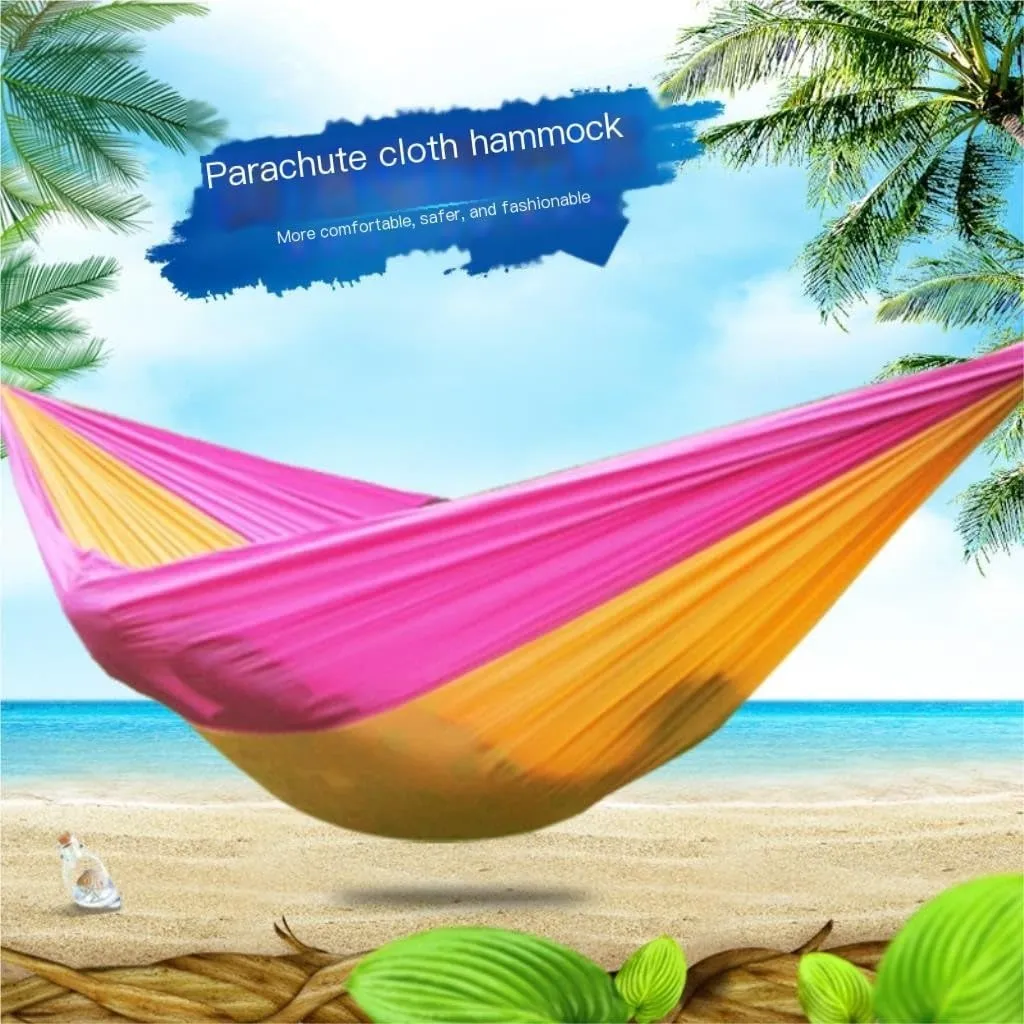 Hamock Outdoor Single Double Parachute Cloth Hammock Outdoor Light Breathable Swing Chair Portable Camping Hammock Hanmock(Green)