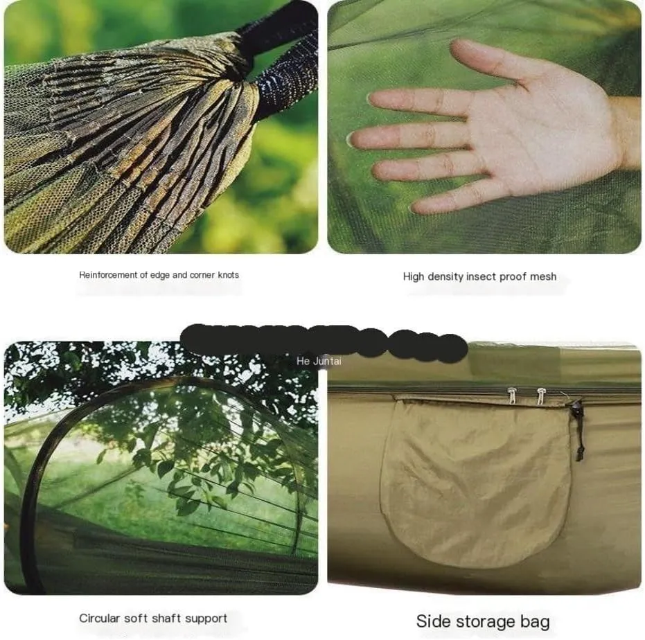 Hamock Quick-Open Mosquito Net Hammock Outdoor Anti-Rollover Single and Double Outdoor Camping Anti-Mosquito Hanmock(A,A)