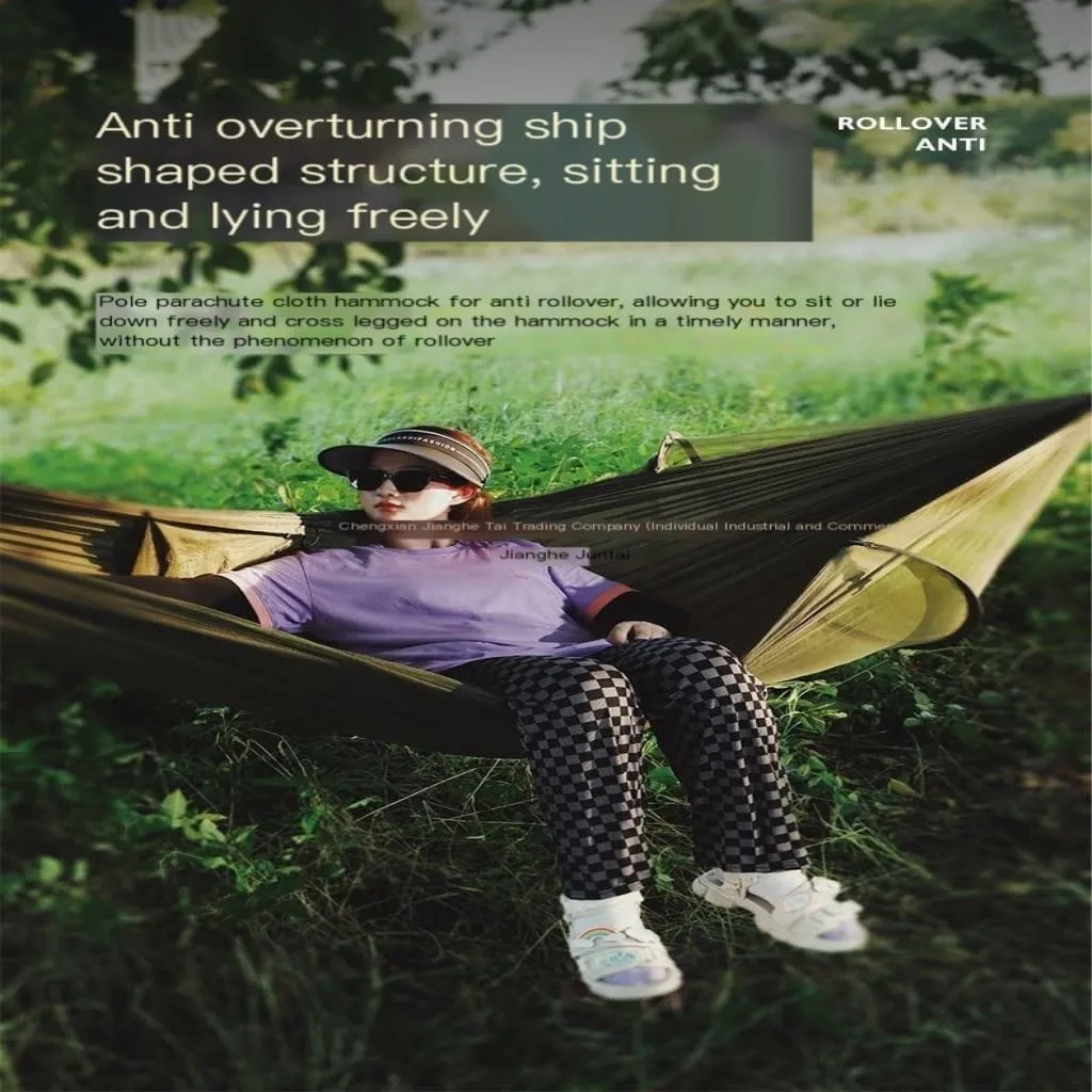 Hamock Quick-Open Mosquito Net Hammock Outdoor Anti-Rollover Single and Double Outdoor Camping Anti-Mosquito Hanmock(A,A)