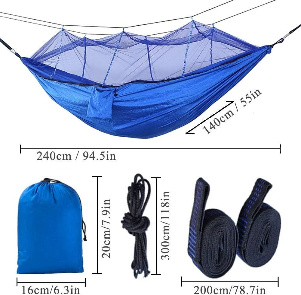 Hamocks Swing Chair Double Hammock Lightweight Parachute Portable Camping Hammock with Mosquito Net Portable for Hiking Travel Strong and Sturdy/Pink
