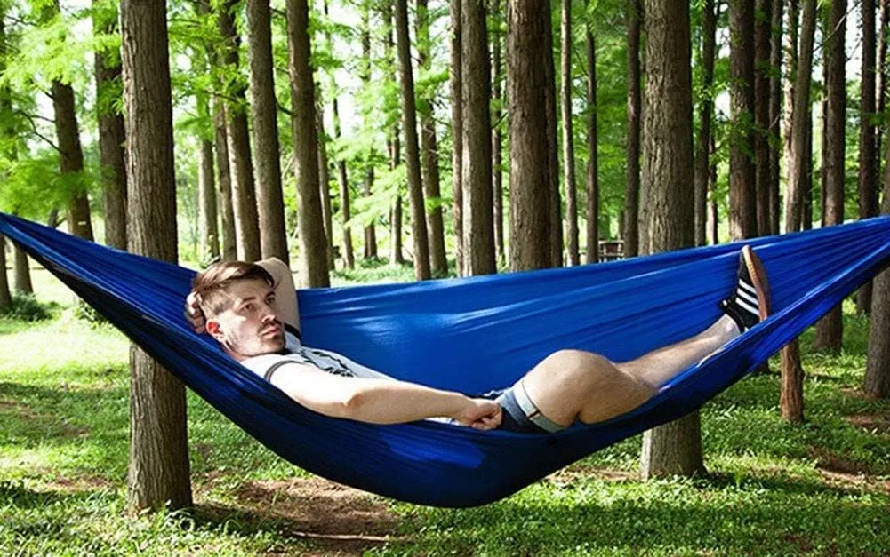 Hamocks Swing Chair Double Hammock Lightweight Parachute Portable Camping Hammock with Mosquito Net Portable for Hiking Travel Strong and Sturdy/Pink